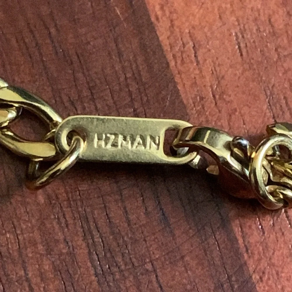 HZMAN 24K gold plated stainless steel figaro chain necklace